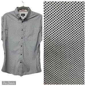 A&I Men's Modern‎ Fit Micro Polka Dot Button Down Shirt Size M Short Sleeve